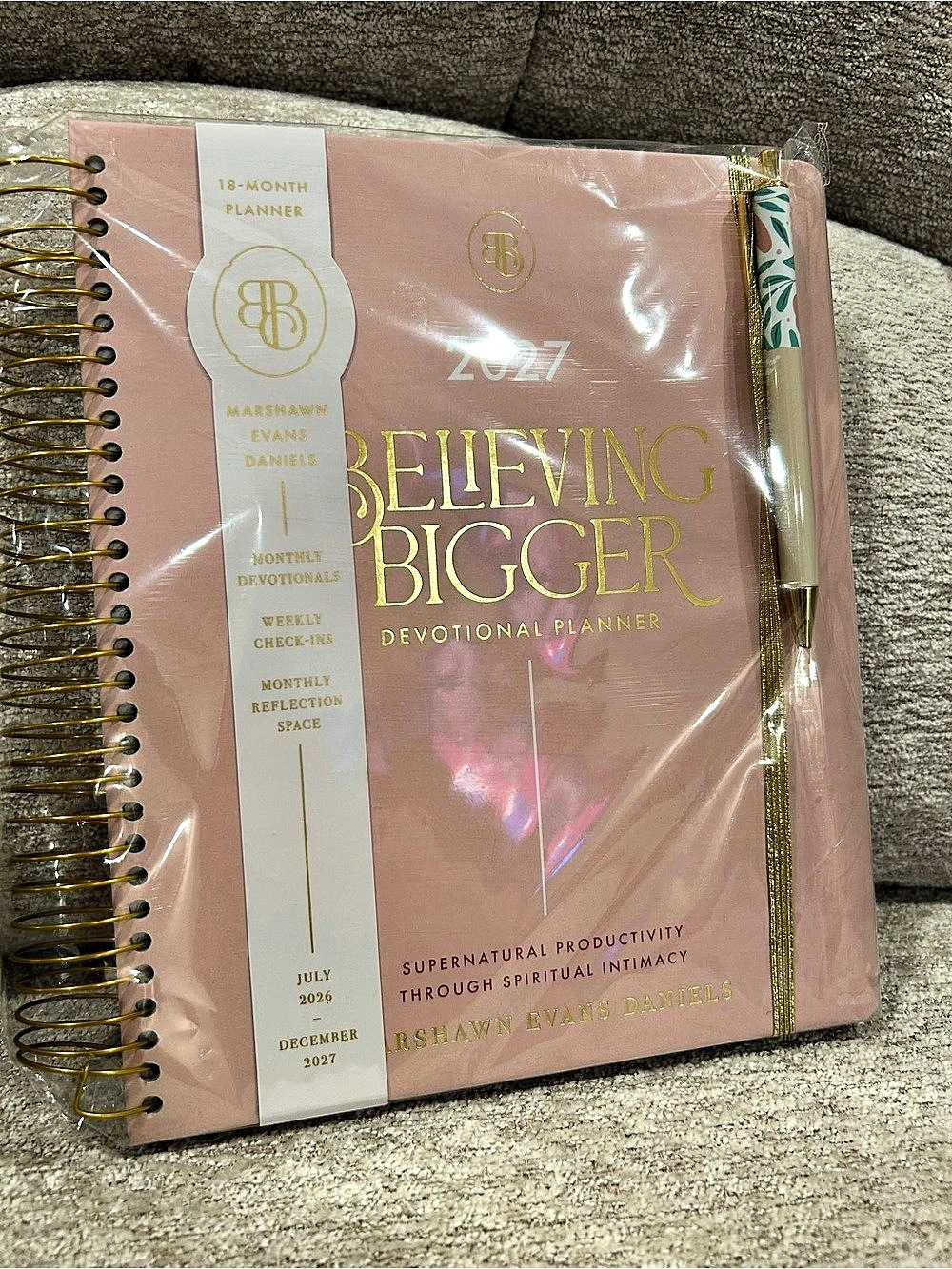 DaySpring Believing Bigger 18-Month Devotional Planner 2027 Pink & Gold